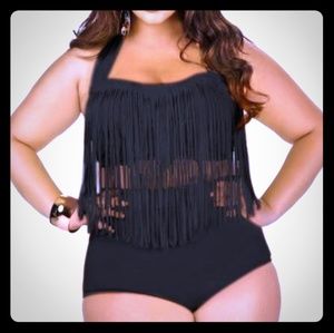 Fringed Halter Bathing Suit Top
